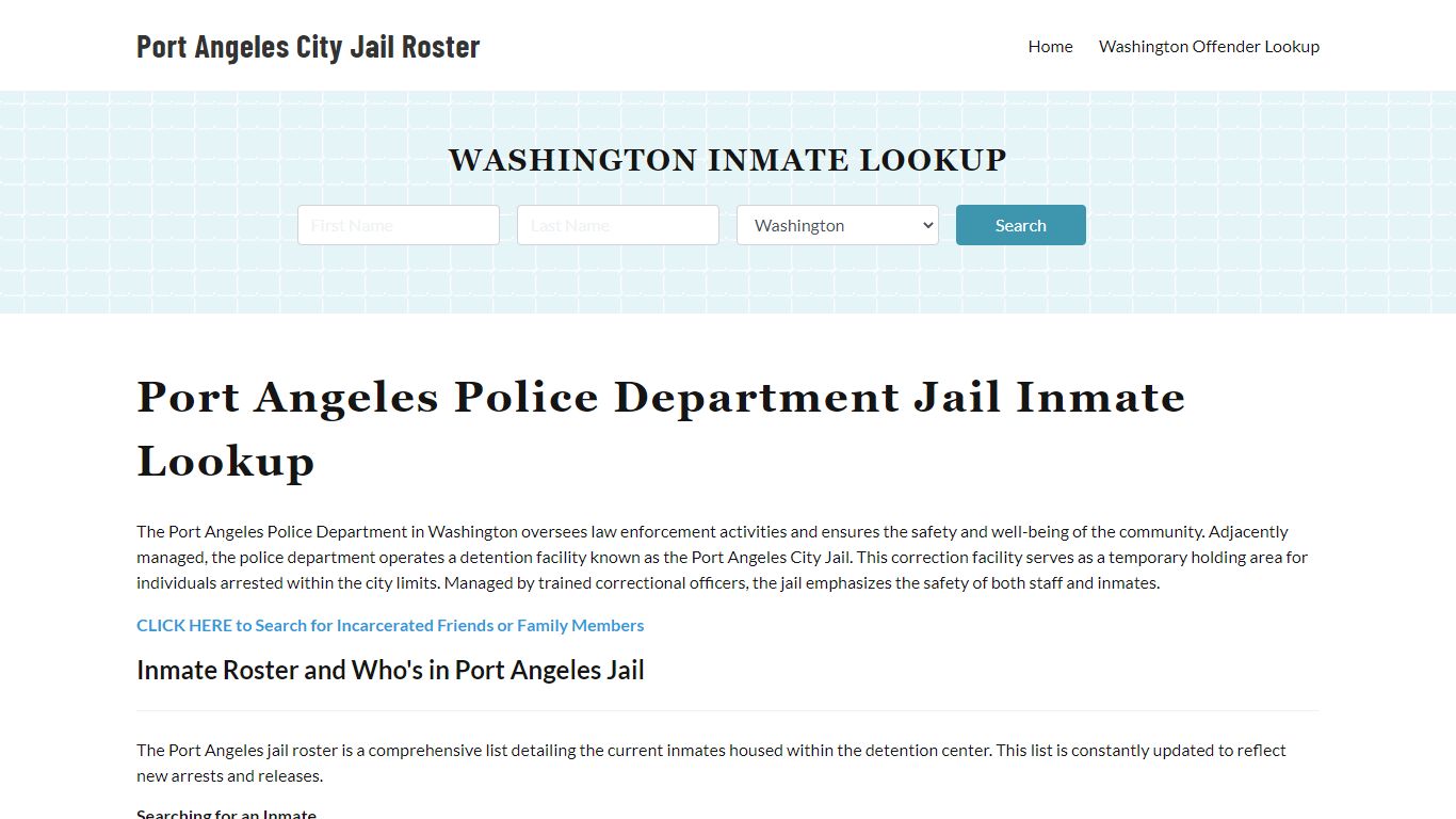 Port Angeles Police Department & City Jail, WA Inmate Roster, Arrests ...
