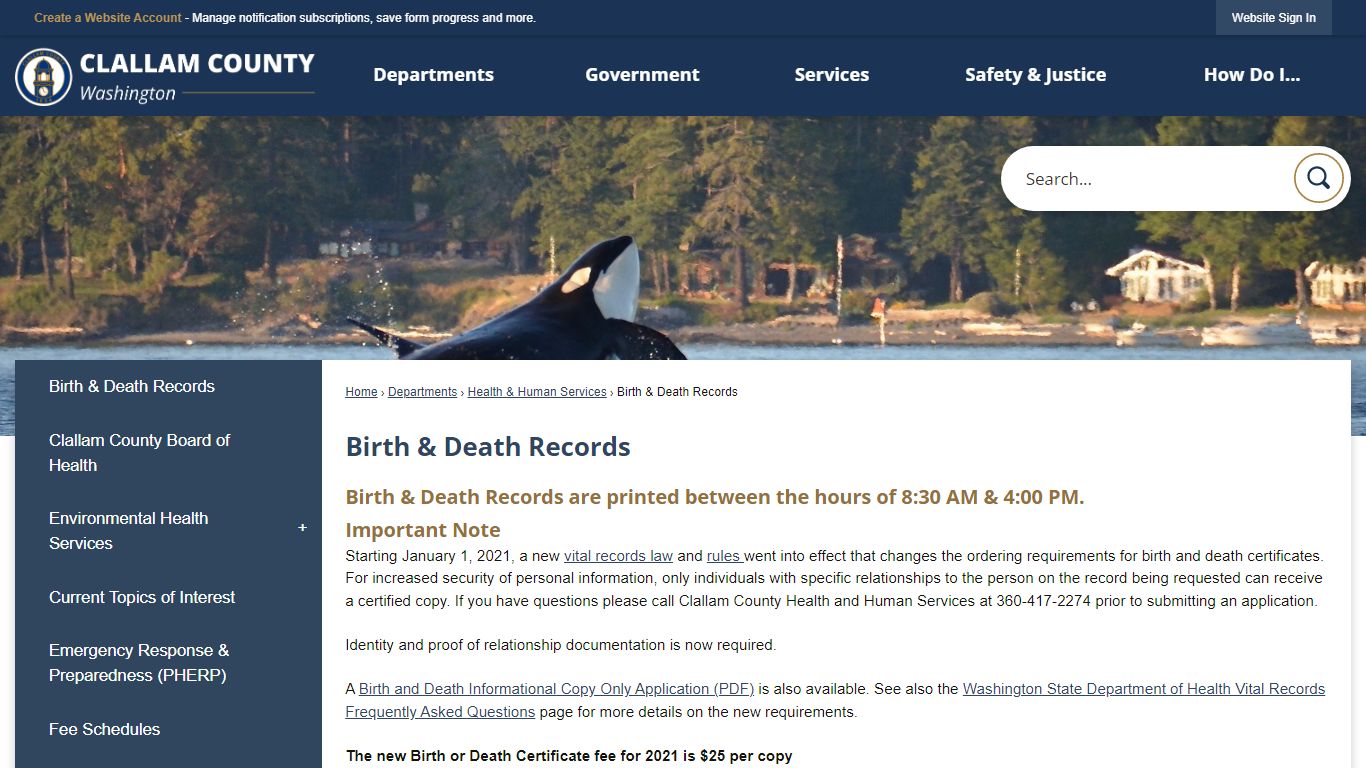 Birth & Death Records | Clallam County, WA