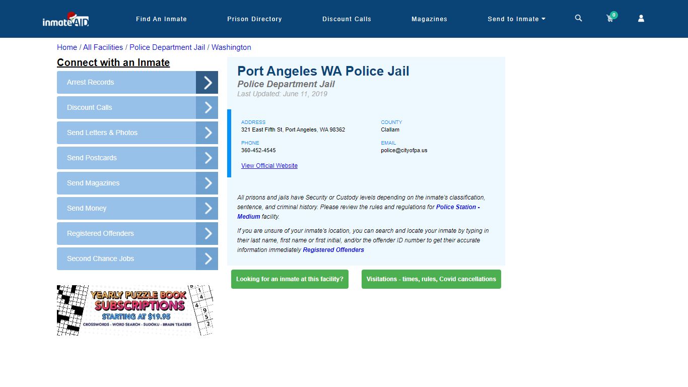 Port Angeles WA Police Jail & Inmate Search - Port Angeles, WA